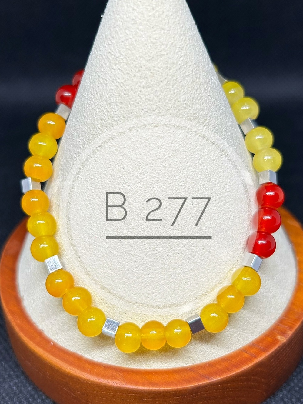 Yellow and Orange Bead Stretch Bracelet